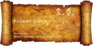 Kolman Vince névjegykártya